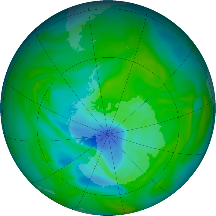 Antarctic ozone map for 11 December 2005